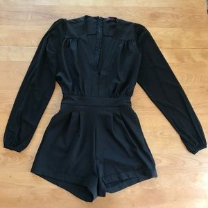 Motel Rocks Black Romper XS Deep Plunge V